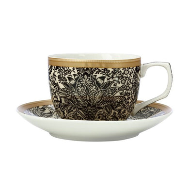 Casa Domani William Morris Cup & Saucer 240ML Black Seaweed Gift Boxed - ZOES Kitchen