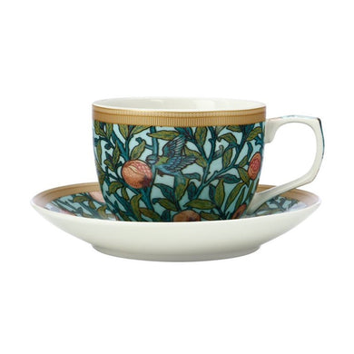 Casa Domani William Morris Cup & Saucer 240ML Bird & Pomegranates Gift Boxed