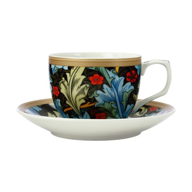 Casa Domani William Morris Cup & Saucer 240ML Blue Acanthus Gift Boxed