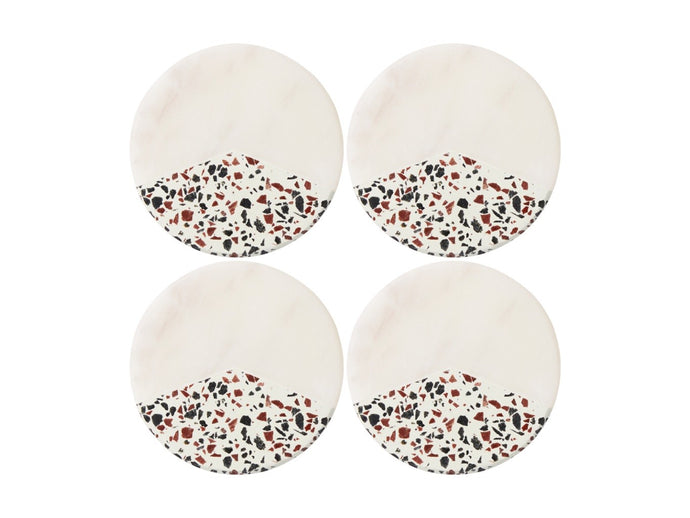 Maxwell & Williams Livvi Terrazzo Marble Coaster 10cm Set of 4 Gift Boxed - ZOES Kitchen