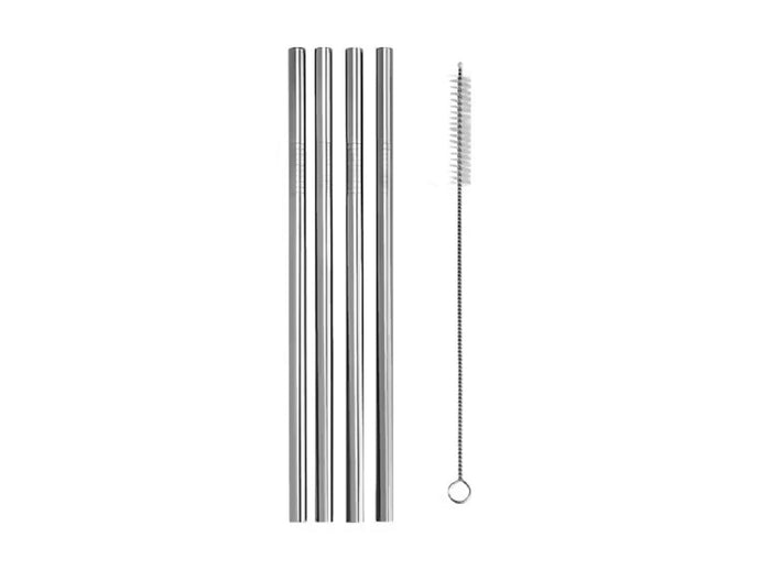 Maxwell & Williams Cocktail & Co Reusable Smoothie Straw Set of 4 With Brush Stainless Steel Gift Boxed - ZOES Kitchen