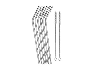 Maxwell & Williams Cocktail & Co Reusable Straw Set of 6 With Brush Stainless Steel Gift Boxed - ZOES Kitchen