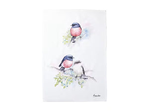 Maxwell & Williams Katherine Castle Bird Life Tea Towel 50x70cm Pink Robin - ZOES Kitchen
