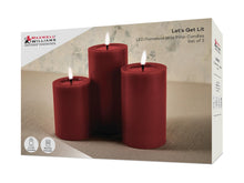 Load image into Gallery viewer, Maxwell &amp; Williams Let's Get Lit LED Flameless Candle 7.5cm Set of 3 Cherry Gift Boxed