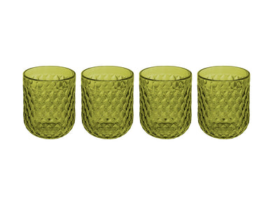 Casa Domani Caterina Double Old Fashion Glass 4 Piece - Green