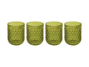 Casa Domani Caterina Double Old Fashion Glass 4 Piece - Green
