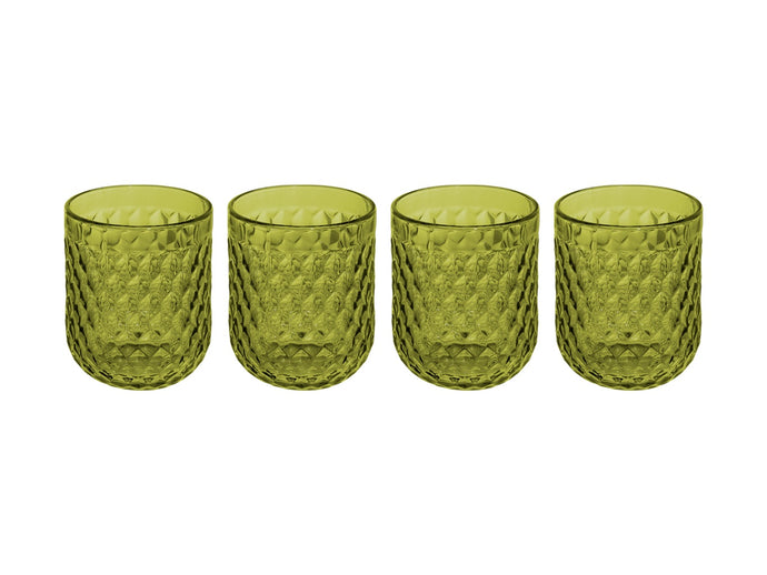 Casa Domani Caterina Double Old Fashion Glass 4 Piece - Green