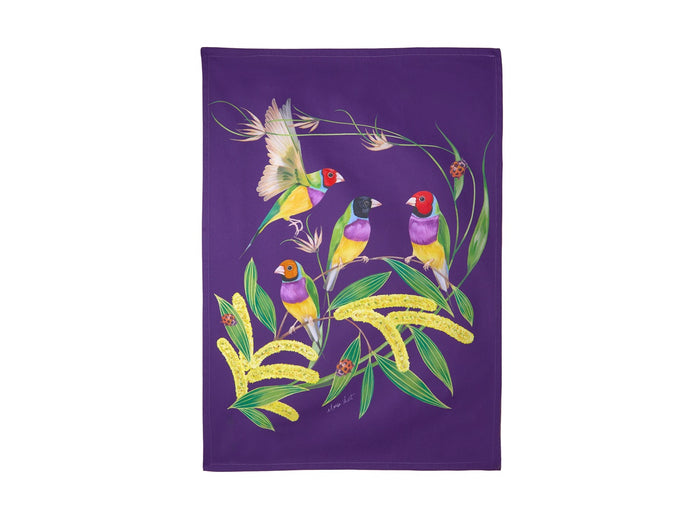 Maxwell & Williams Eloise Short Lyric Tea Towel 50x70cm Gouldian Finch
