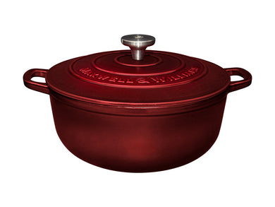 Maxwell & Williams Cast Iron Round Casserole Merlot 28cm / 6.2L Gift Boxed