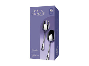Casa Domani Castello Salad Serving Set 2 Piece - Stainless Steel Gift Boxed