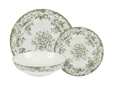 Casa Domani Rosetta Coupe Dinner Set 12 Piece Antique Green Gift Boxed