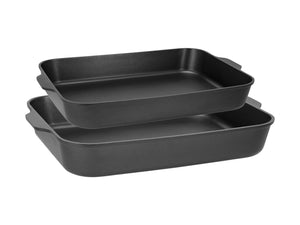 Maxwell & Williams Cast Lite Non-Stick Roaster Set of 2 - 34/38cm Black Gift Boxed
