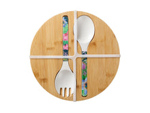 Load image into Gallery viewer, Maxwell &amp; Williams Tropical Twilight Melamine Bowl with Lid and Salad Servers - 25x9cm