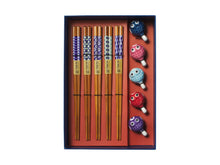 Load image into Gallery viewer, Tokyo Design Chopstick Blow Fish Chopsticks with Rest 10 Piece Gift Boxed Assorted