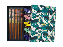 Load image into Gallery viewer, Tokyo Design Chopstick Crane Chopsticks with Rest 10 Piece Gift Boxed Assorted