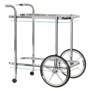 Swing Smith Bar Cart Trolley Rect- Chrome /Clear Glass - ZOES Kitchen
