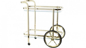Swing Jones Bar Cart Trolley - Gold/Clear Glass - ZOES Kitchen