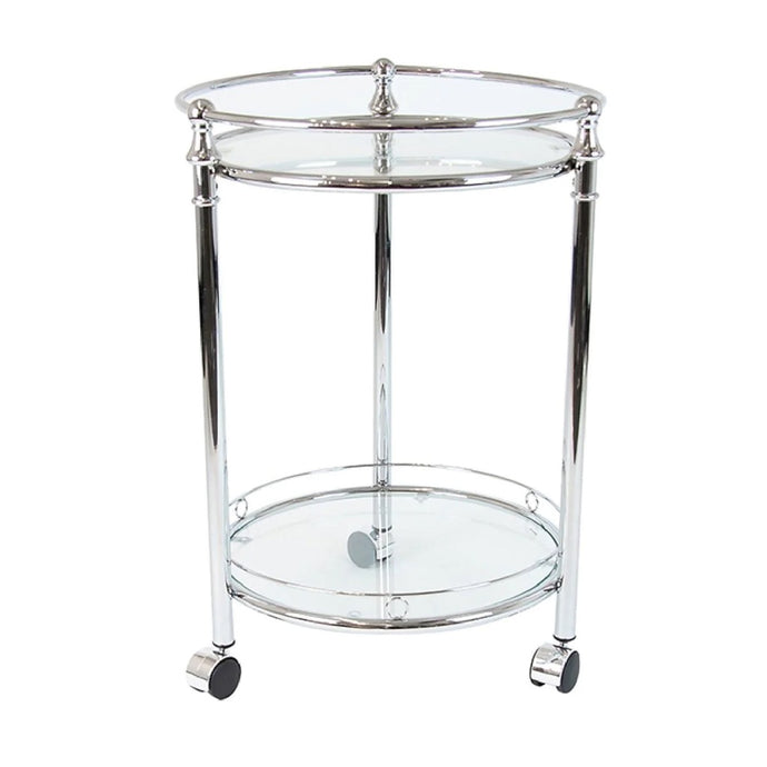 Swing Queen Silver Bar Cart Clear Glass Round - ZOES Kitchen
