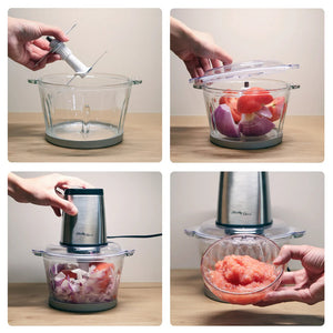Healthy Choice Stainless Steel Chopper With Glass Bowl - 2kg/300W