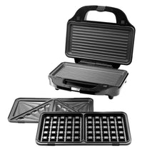 Load image into Gallery viewer, Healthy Choice Sandwich Press with 3 Interchangeable Plates - Toasties &amp; Waffles