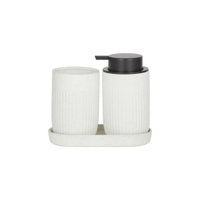 Coast to Coast Jones Set of 3 Ceramic Bathroom Accessories 14cm -White