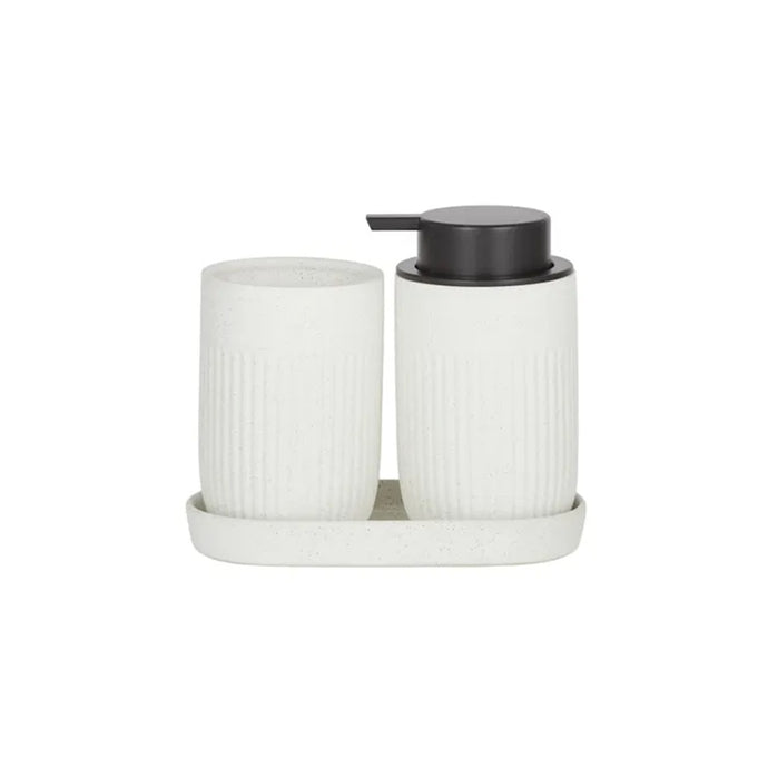 Coast to Coast Jones Set of 3 Ceramic Bathroom Accessories 14cm -White