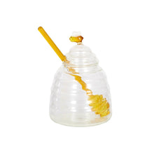 Load image into Gallery viewer, Coast to Coast Hive Glass Honey Pot with Dipper - 10x15cm