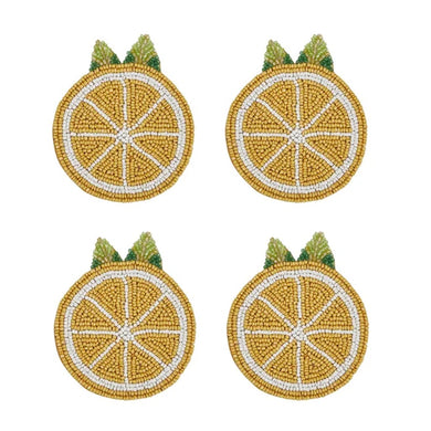 Coast to Coast Limone Set of 4 Beaded Coaster 10cm - Yellow