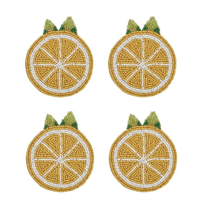 Coast to Coast Limone Set of 4 Beaded Coaster 10cm - Yellow