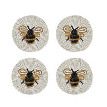 Load image into Gallery viewer, Coast to Coast Bee Set of 4 Beaded Coaster - 10cm