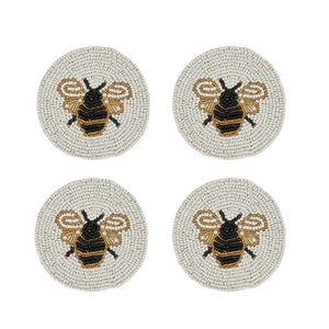 Coast to Coast Bee Set of 4 Beaded Coaster - 10cm