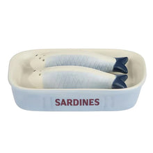 Load image into Gallery viewer, Coast to Coast Sardine 3 Piece Ceramic Salt &amp; Pepper Set 14x10x4cm