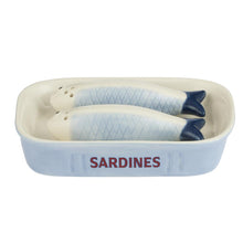 Load image into Gallery viewer, Coast to Coast Sardine 3 Piece Ceramic Salt &amp; Pepper Set 14x10x4cm