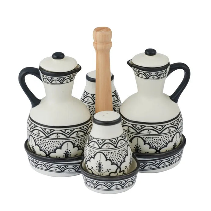 Coast to Coast Aleah Ceramic 5 Piece Cruet Set 18x19cm - Black