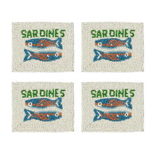 Load image into Gallery viewer, Coast to Coast Sardines Beaded Coasters 10x12.5cm - Set of 4