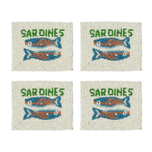 Load image into Gallery viewer, Coast to Coast Sardines Beaded Coasters 10x12.5cm - Set of 4
