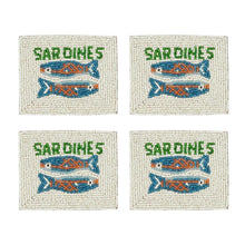 Load image into Gallery viewer, Coast to Coast Sardines Beaded Coasters 10x12.5cm - Set of 4