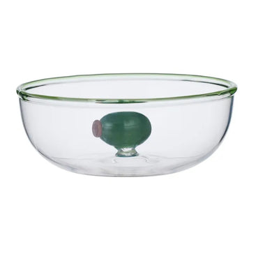 Coast to Coast Olive Glass Bowl 11x11x4.5cm - Clear/Green