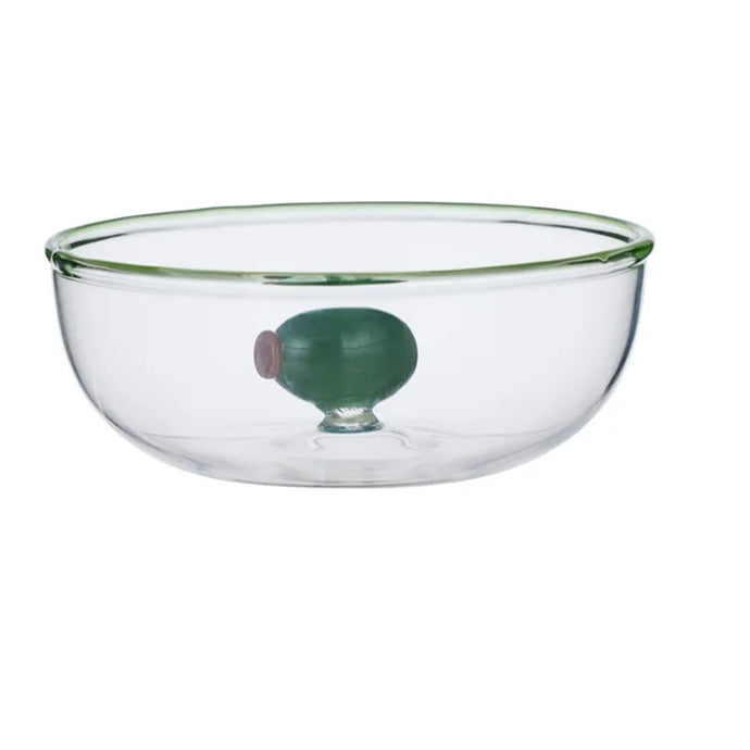 Coast to Coast Olive Glass Bowl 11x11x4.5cm - Clear/Green