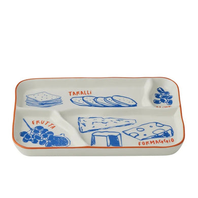 Coast to Coast Deli Ceramic Divided Cheese Platter - 24x16cm
