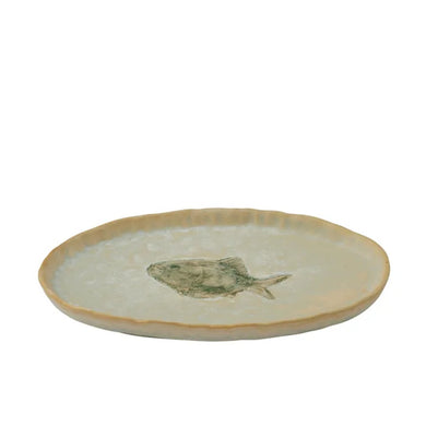 Coast to Coast Riva Ceramic Plate 19.5x12cm - Ivory/Green