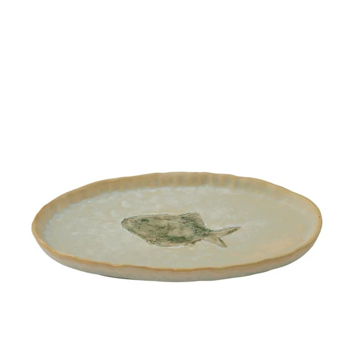 Coast to Coast Riva Ceramic Plate 19.5x12cm - Ivory/Green