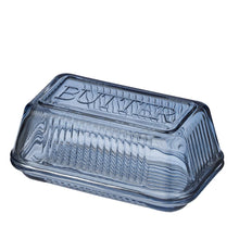 Load image into Gallery viewer, Coast to Coast Lia Glass Butter Dish 17x10x7.5cm - Denim