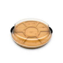 Load image into Gallery viewer, Classica St Clare Round Chip and Dip Bamboo Tray with PET Lid