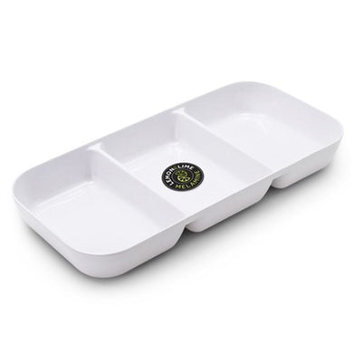 Lemon & Lime Melamine Serving Tray 3 Section Large 33x16cm - White - ZOES Kitchen