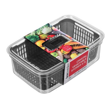 Box Sweden Crystal Vegetable Storer 4.7L 31x20x10.5cm - 2 Assorted Colours Black/Blue - ZOES Kitchen