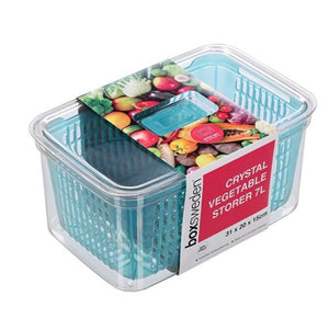 Box Sweden Crystal Vegetable Storer 7L 31x20x15cm - 2 Assorted Colours Black/Blue - ZOES Kitchen