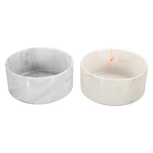 Paws & Claws Ceramic Pet Bowl Marble 19cm 1.8L - 2 Assorted Colours Grey/Pink - ZOES Kitchen