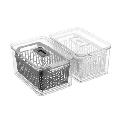 Box Sweden Crystal Vegetable Storer 2L 24x15.5x12.3cm - 2 Assorted Colours White/Black - ZOES Kitchen
