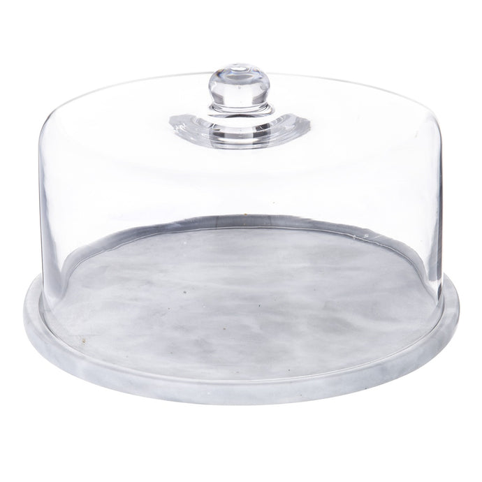 Davis & Waddell Nuvolo Marble Round Dome Grey & Clear - 29x18cm